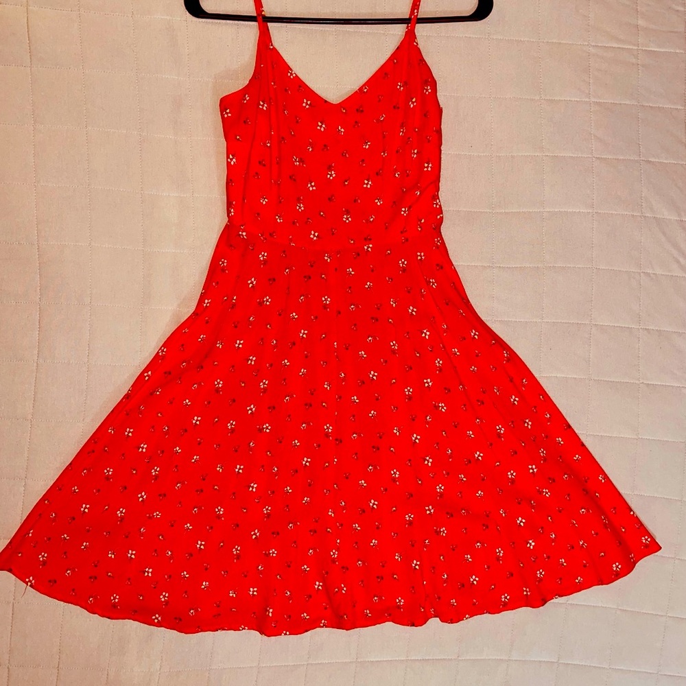 NWT Gap Floral Ruffle Dress Womens XS fit and flare adjustable straps